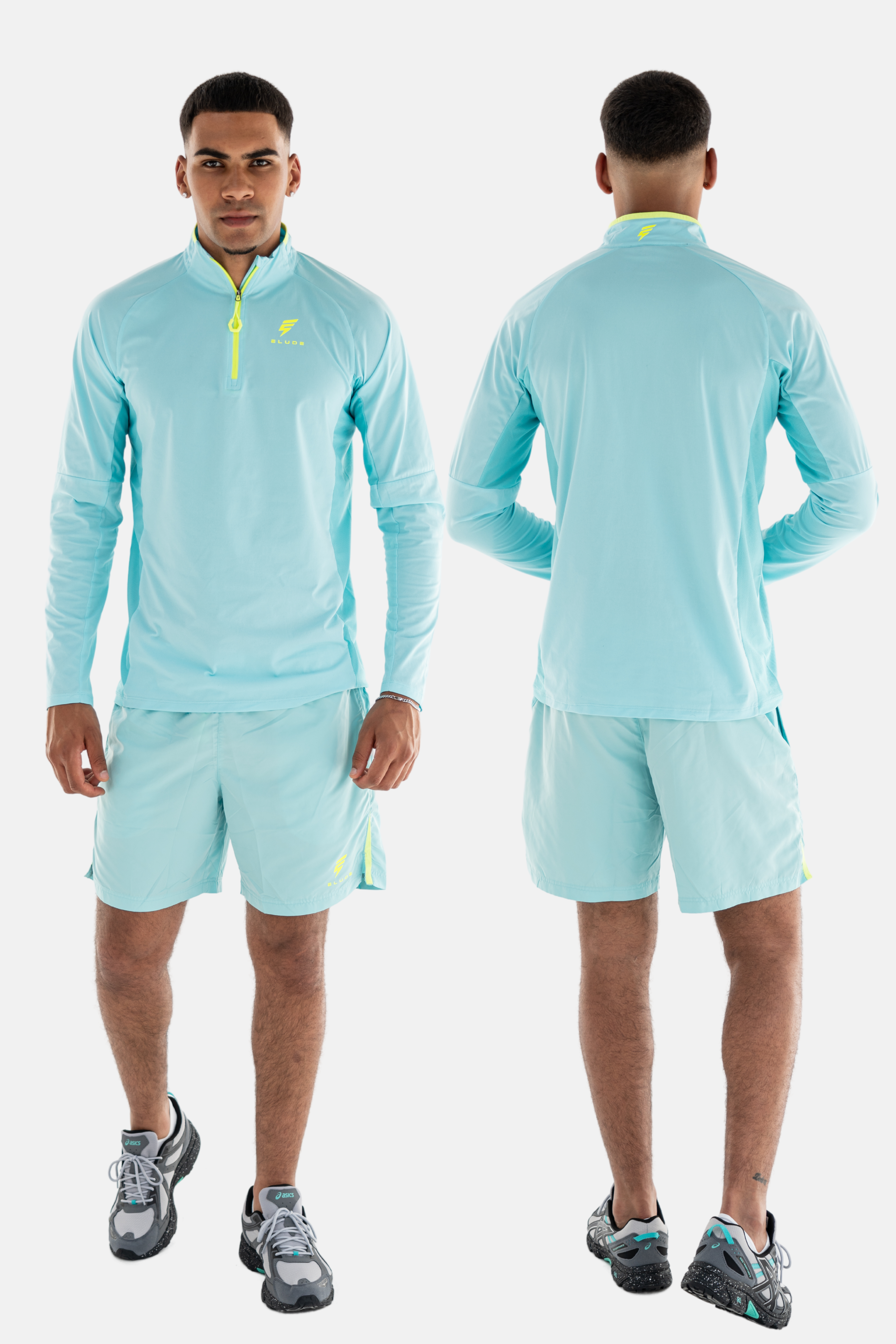 PRINT 1/4 ZIP SET - TURQUOISE/NEON