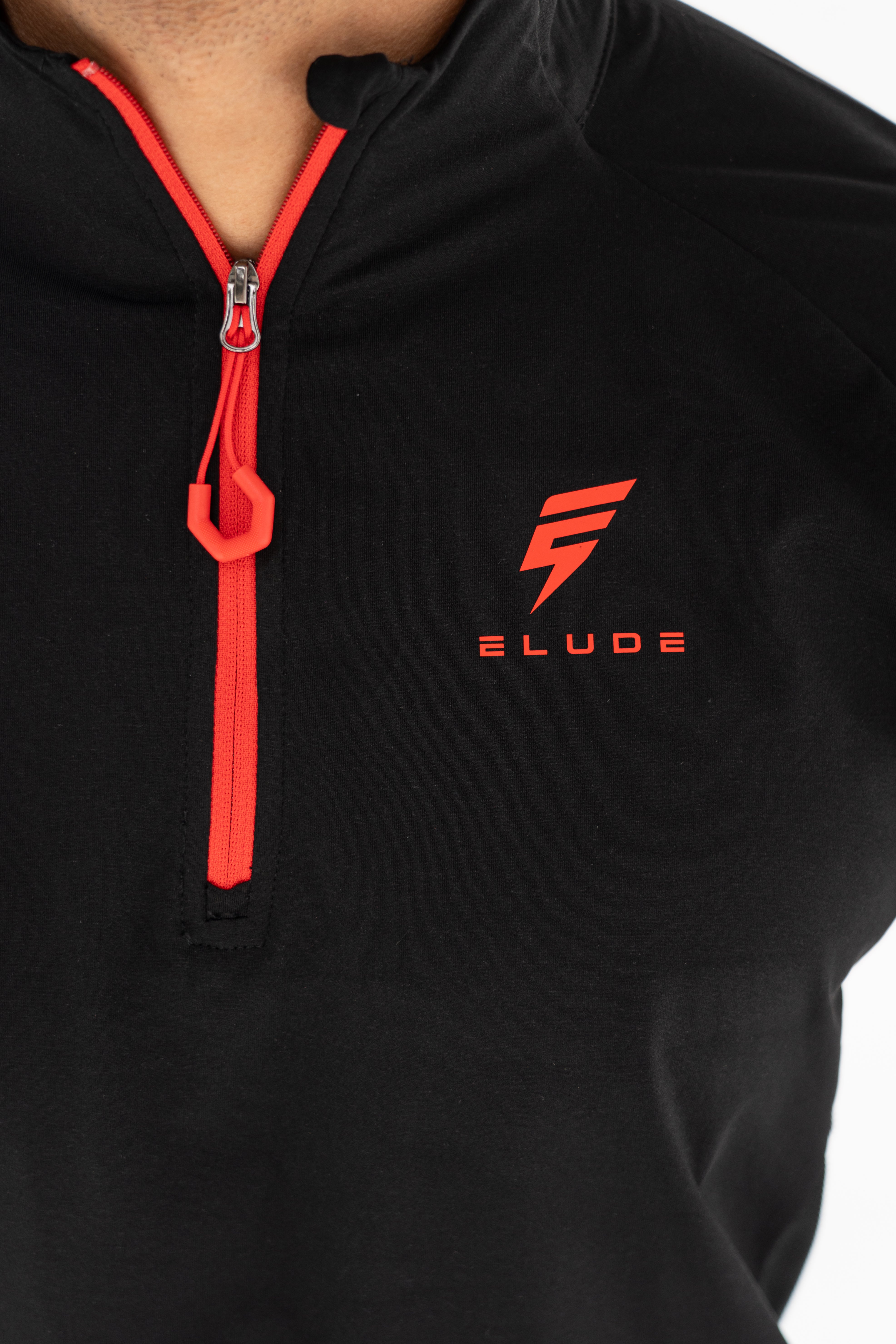 PRINT 1/4 ZIP - BLACK / RED