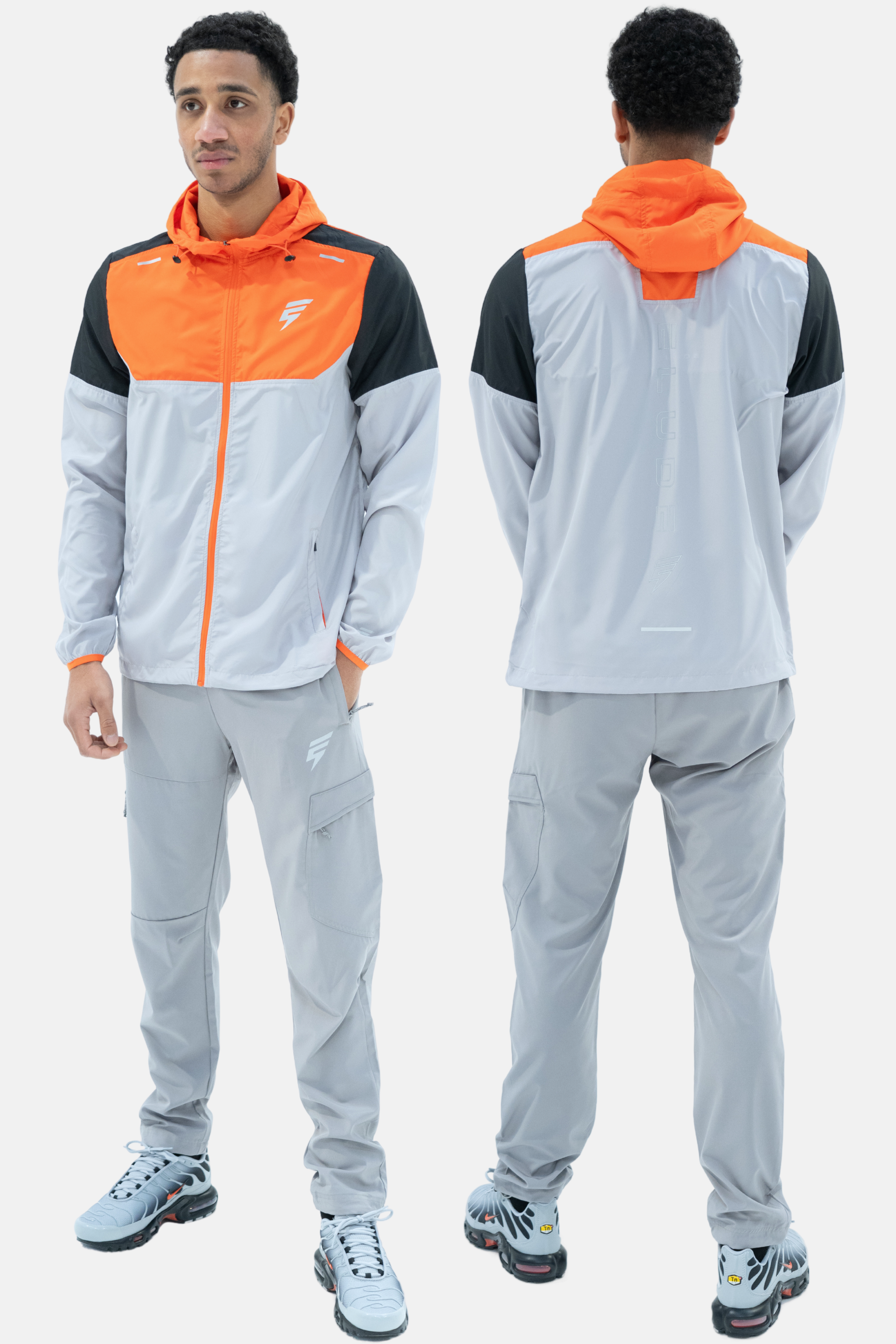 VENT WINDBREAKER SET - LIGHT GREY/BLACK/ORANGE