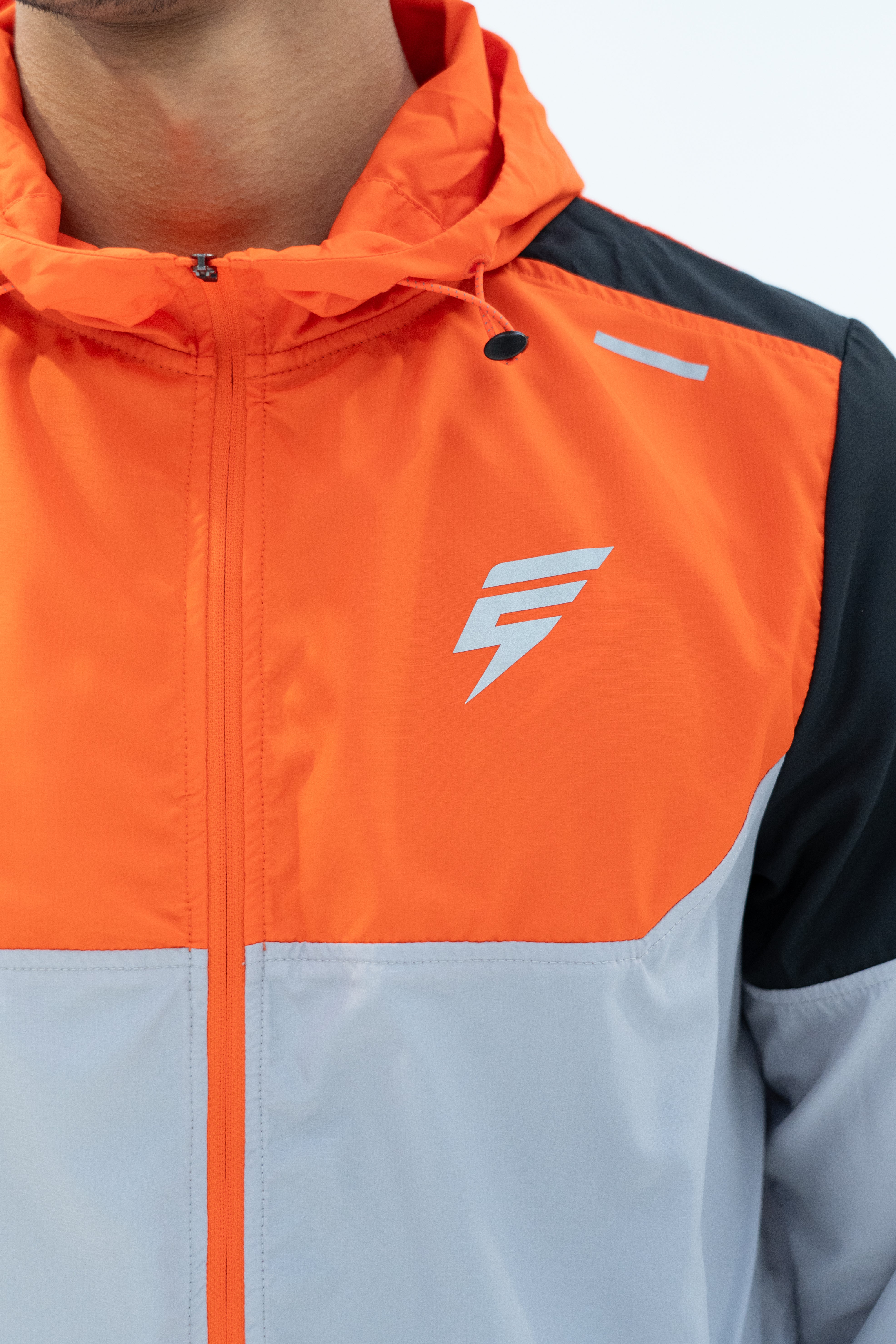 VENT WINDBREAKER JACKET - ORANGE/BLACK/LIGHT GREY