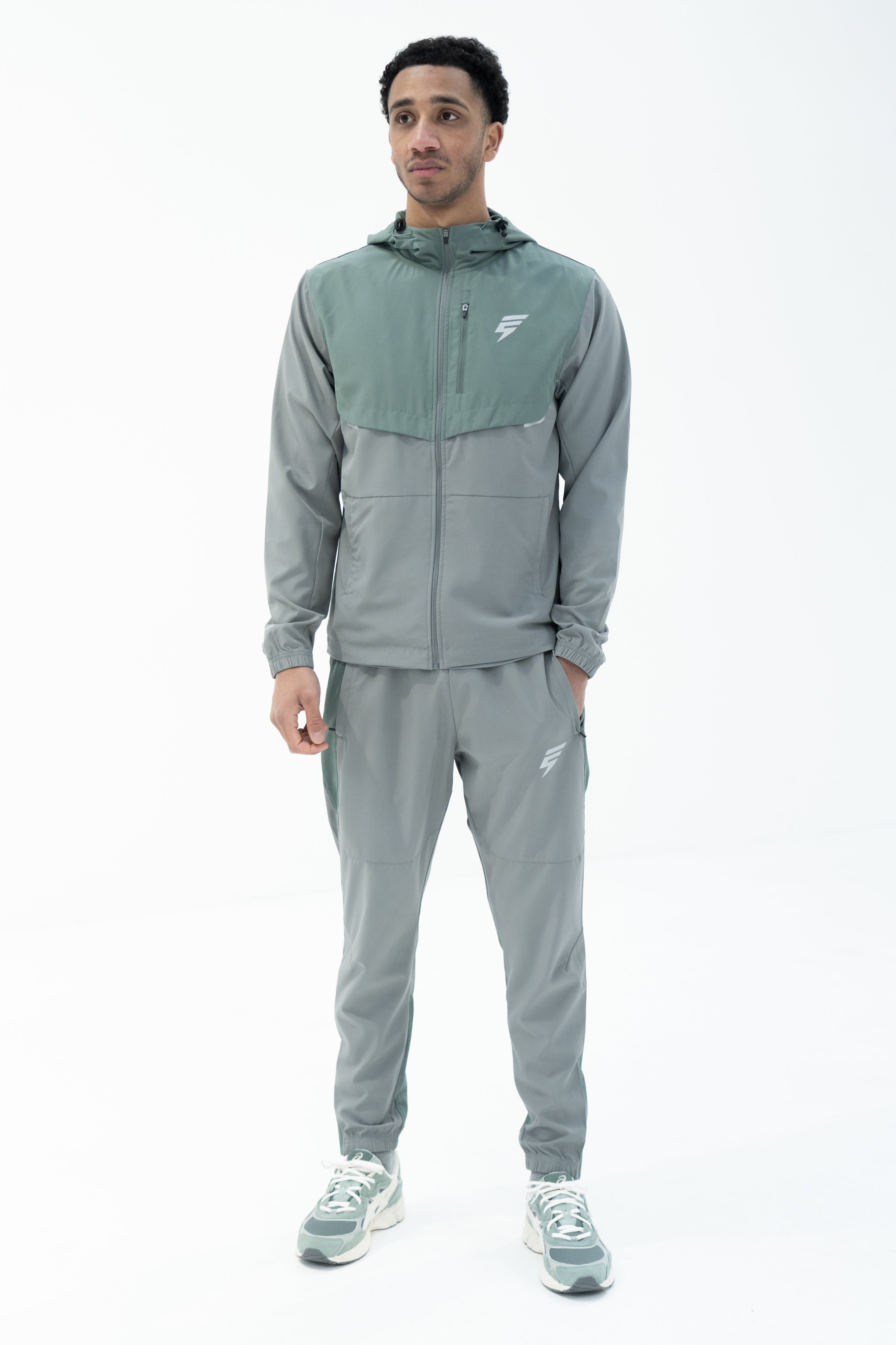 TRACK PANTS - LIGHT GREY/SAGE GREEN