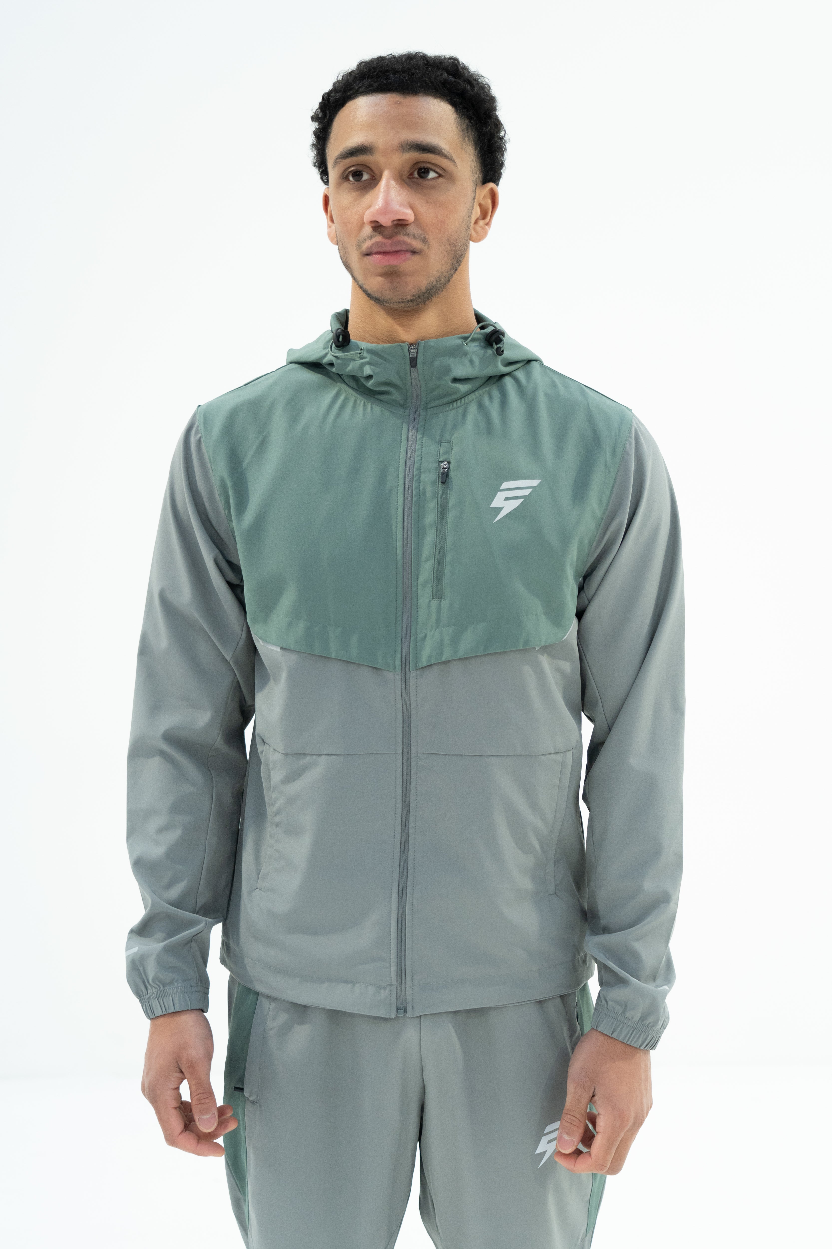 TRACK TRACKSUIT - LIGHT GREY/SAGE GREEN