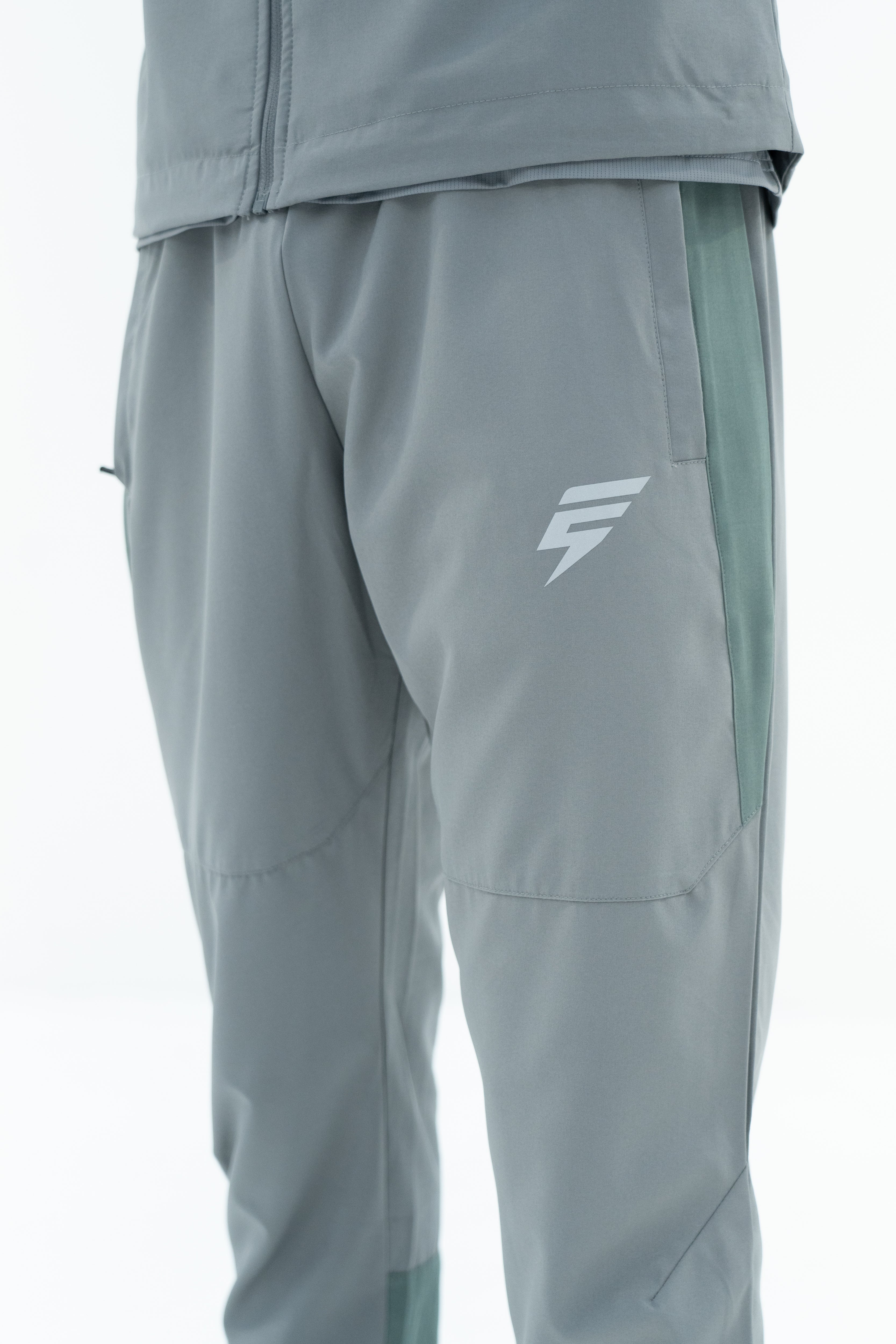 TRACK PANTS - LIGHT GREY/SAGE GREEN