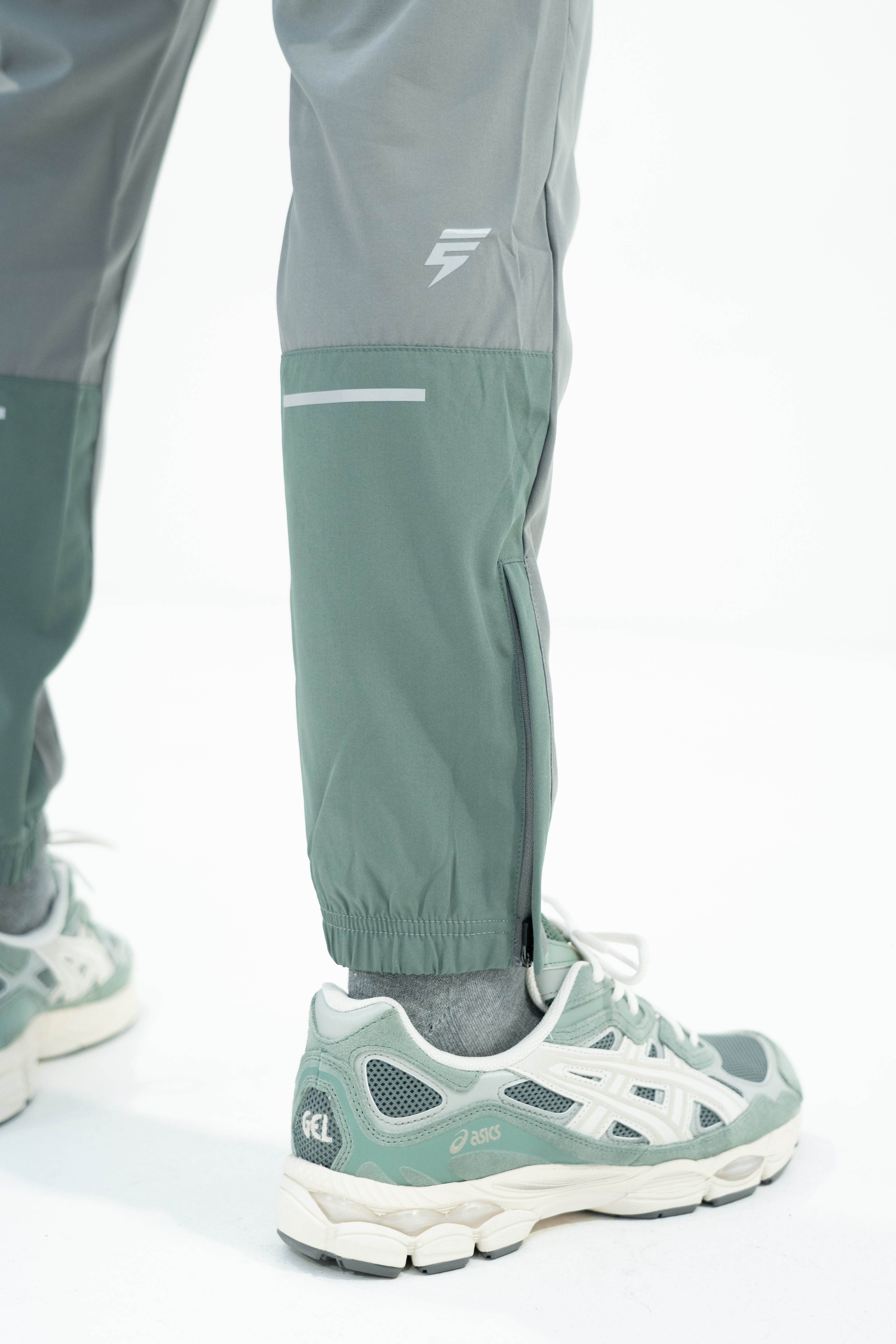 TRACK PANTS - LIGHT GREY/SAGE GREEN