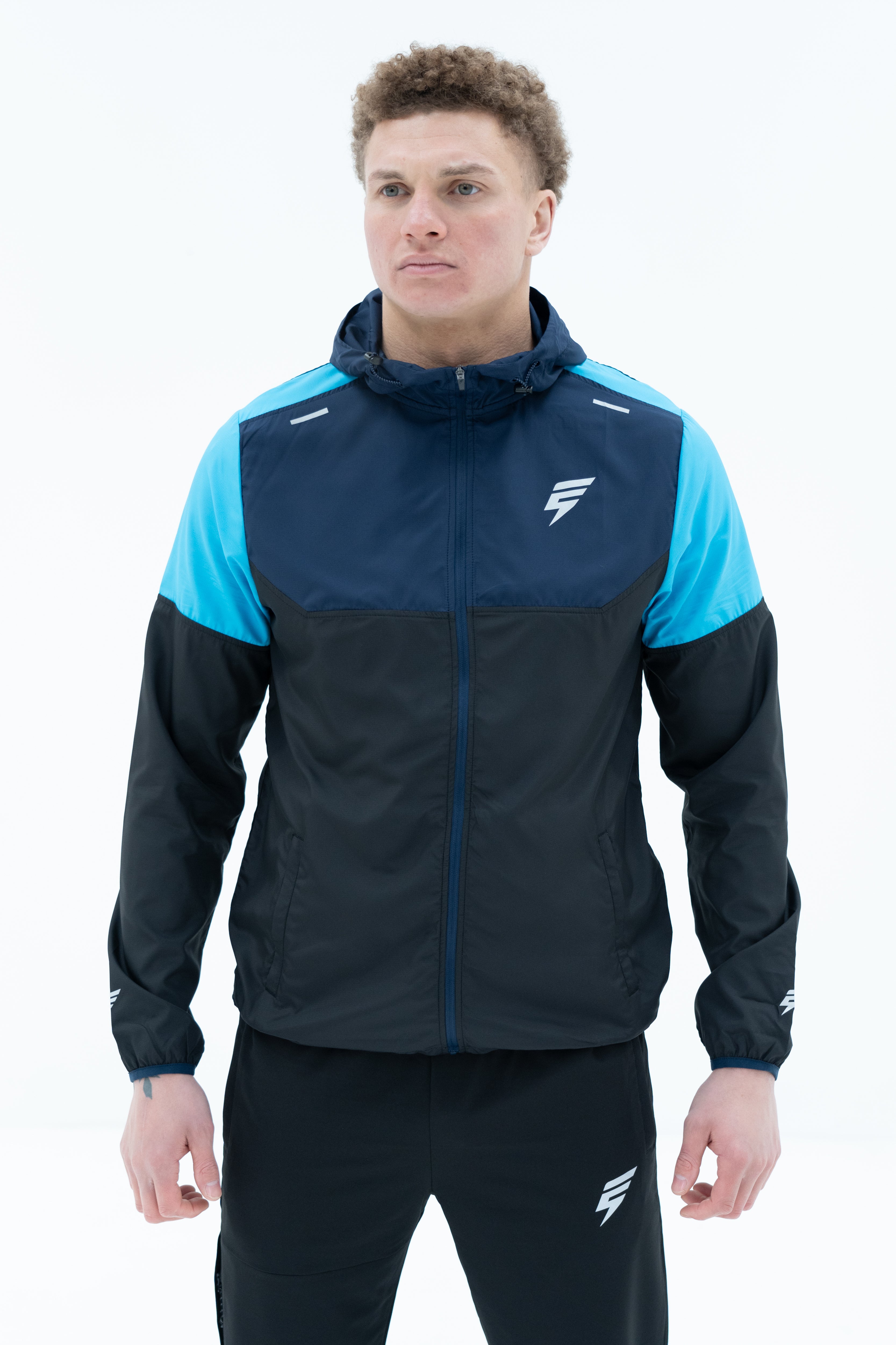 VENT WINDBREAKER JACKET - BLACK/BLUE/NAVY